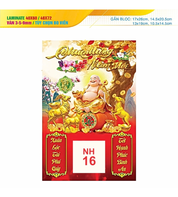 Bìa lịch lamina Nh16
